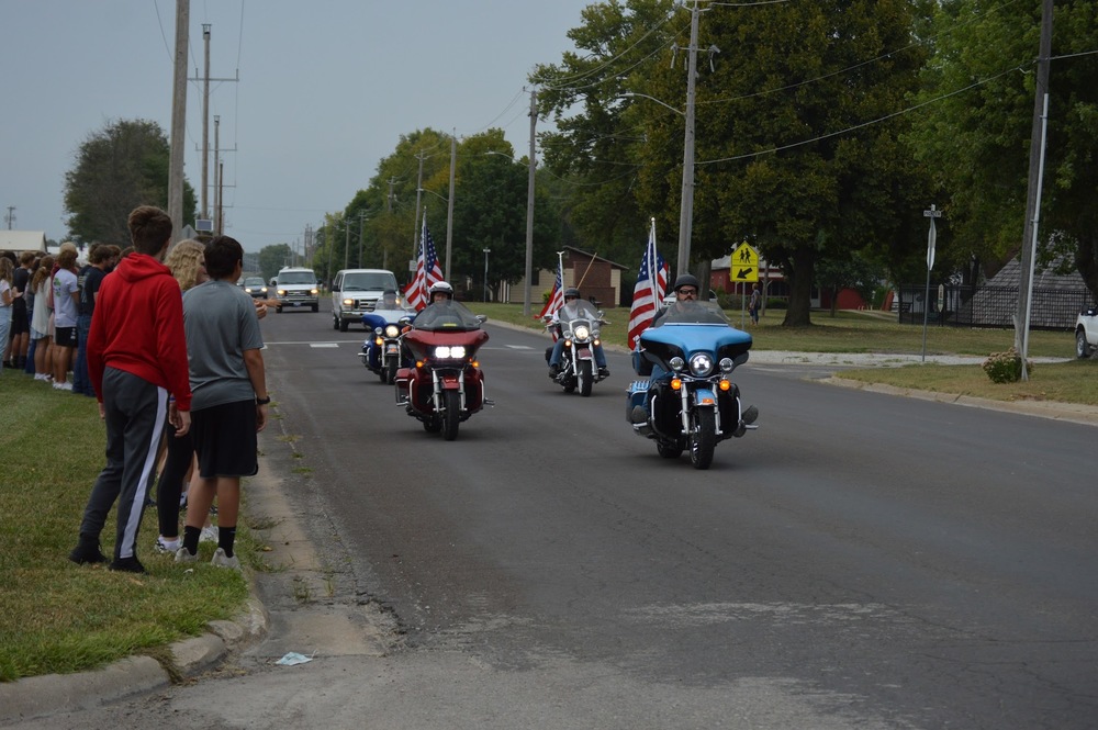 The American Legion Riders lead the “Honor Flight” parade