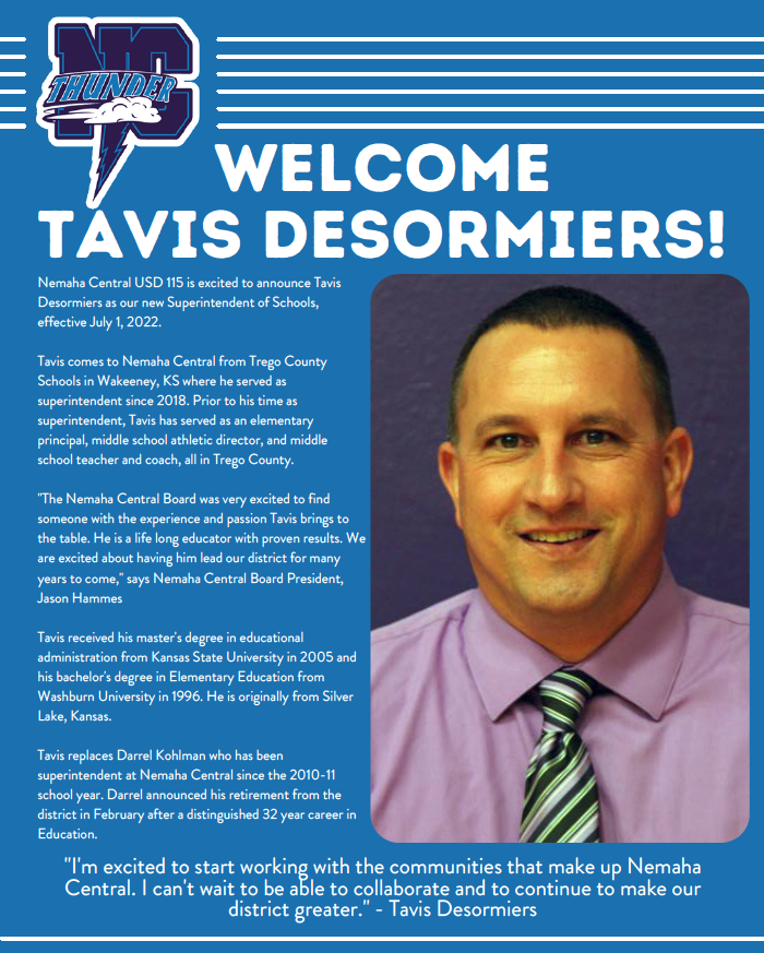 Welcome Tavis Desormiers