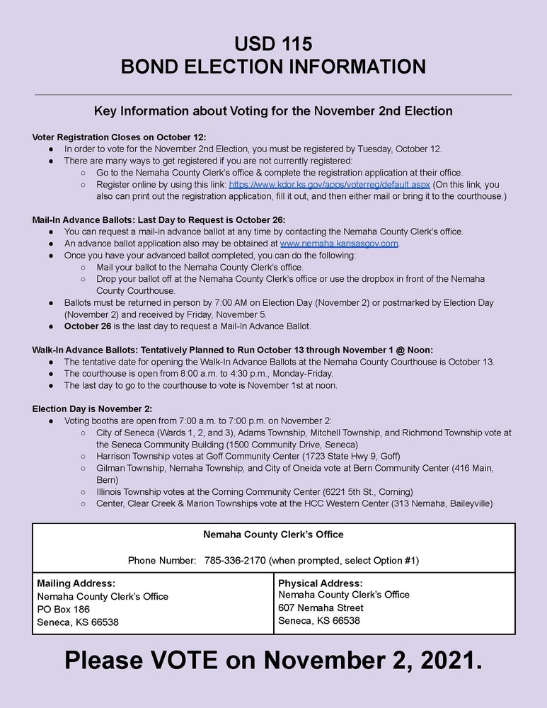 Bond Election Information