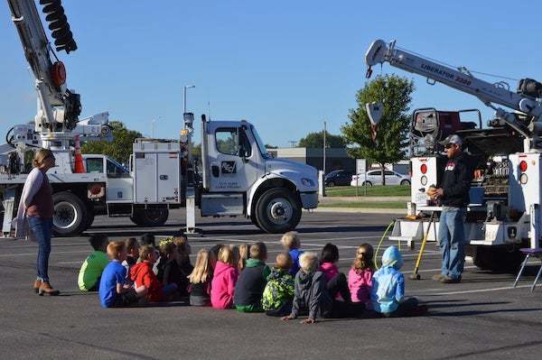 Second grade class listening to a presenter
