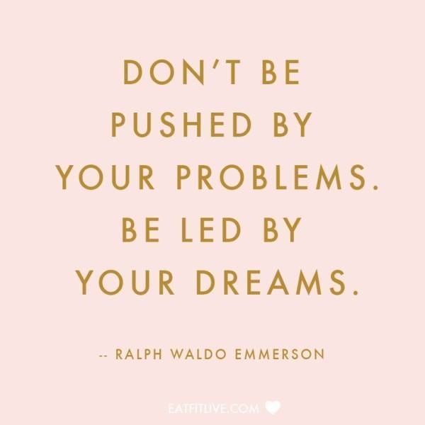 Don't be pushed by your problems be led by your dreams- Ralph Waldo Emmerson