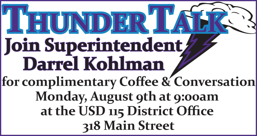 Thunder Talk August 9th 9 am District Office