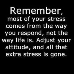 Remember most of your stress comes from the way you respond, not the way life is. Adjust your attitude, and all that extra stress is gone. 